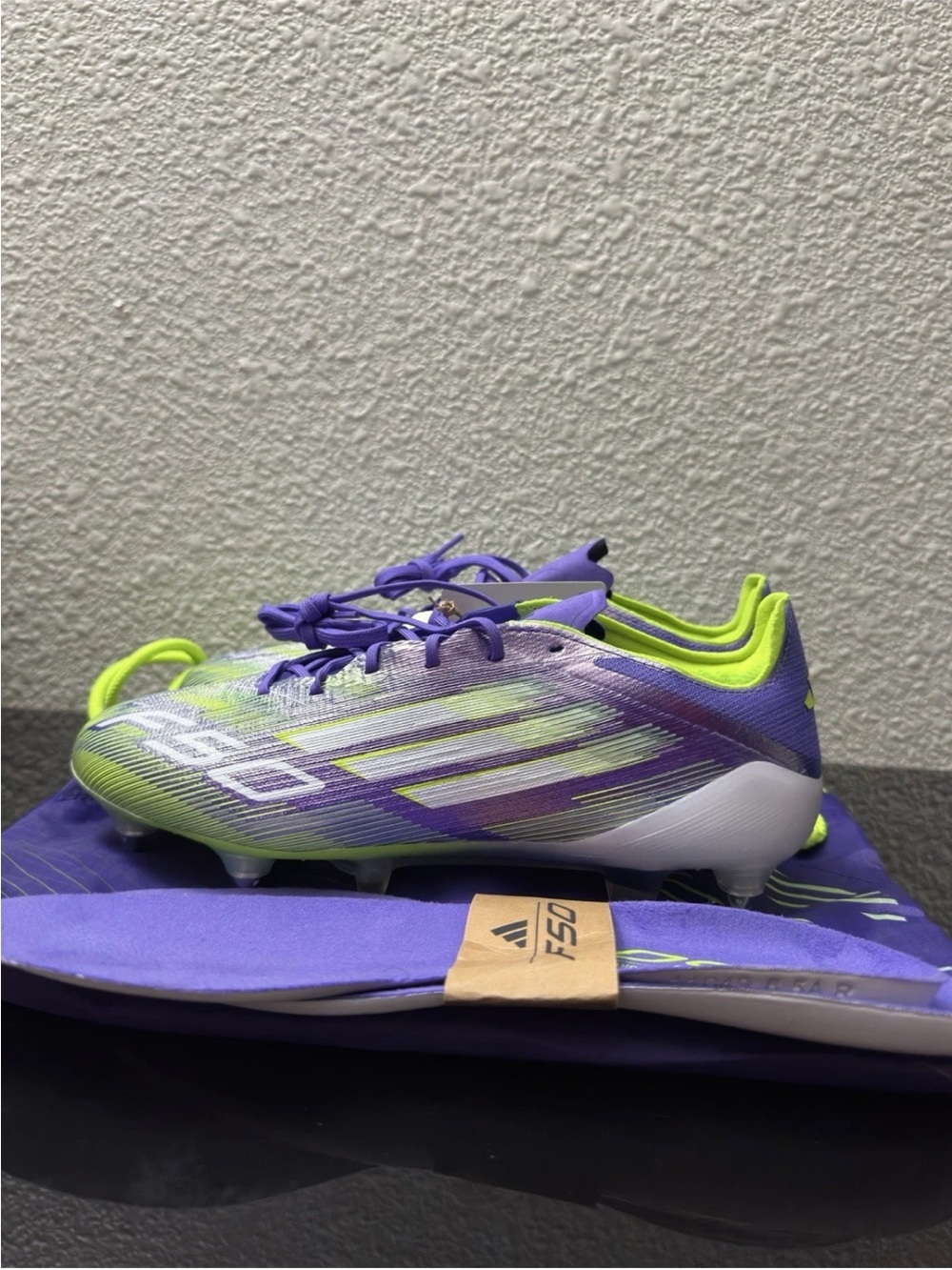 Men's adidas F50 ELITE SG Soccer Cleats Purple Green JH7633 Size 7.5